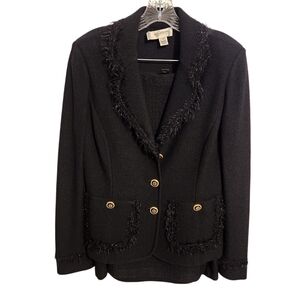 St. John Collection | Women's Black Two-Piece Santana Knit Skirt Suit (Size 8)